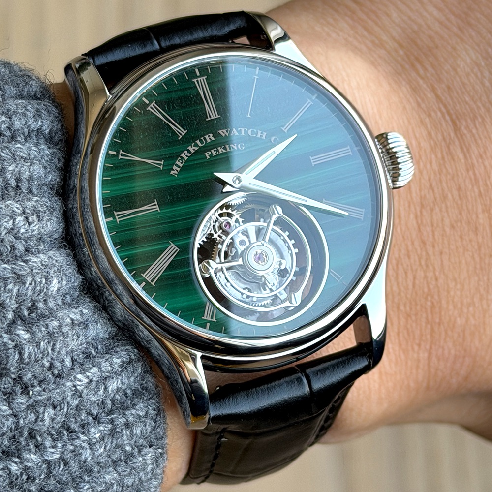 Guilloché Dial Watch - Merkur 100% Tourbillon Watch Men's Natural