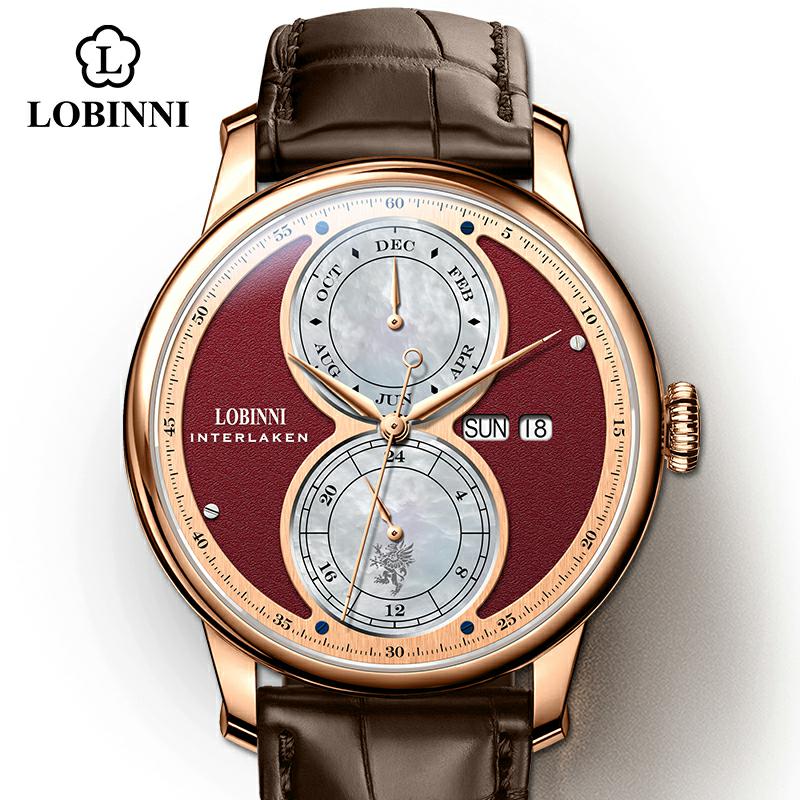 Guilloché Dial Watch - LOBINNI Automatic Mechanical Watch Men Мужские