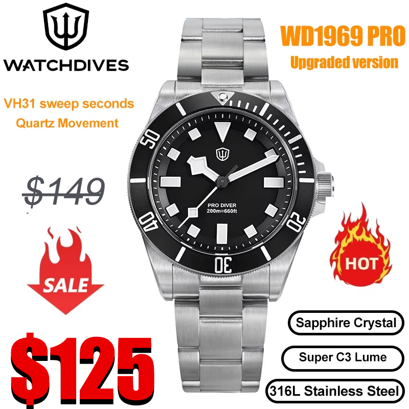 Guilloché Dial Watch - Watchdives WD1969 Pro 38mm Quartz Watch