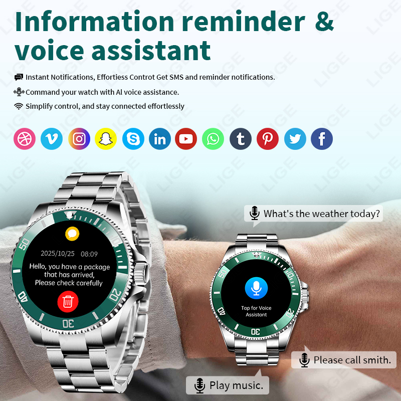 LIGE New Smart Watch Men Bluet - Luxury Watch In The World ulasan dan harga
