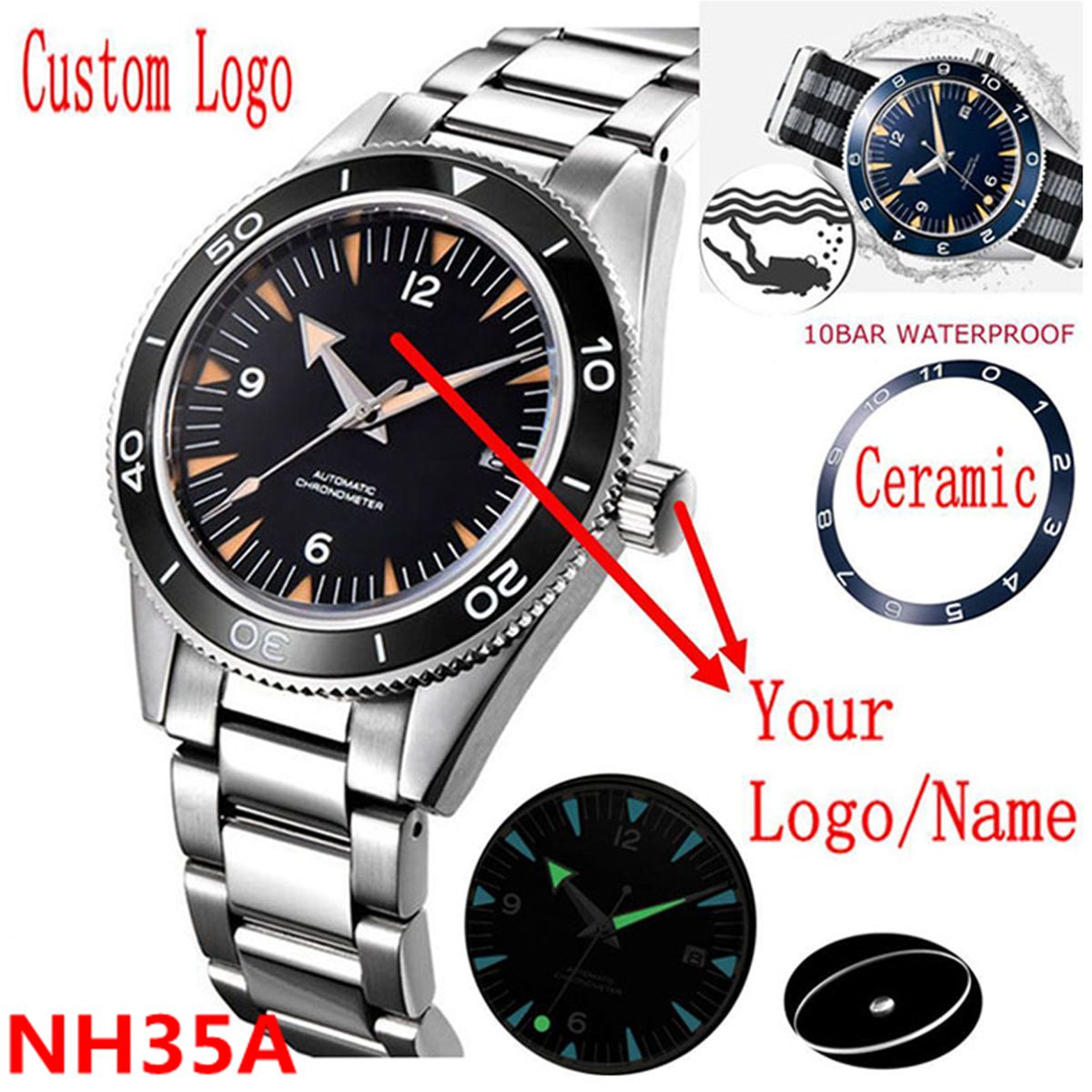 Custom Logo NH35 Movement Watc - Luxury Watch Display ulasan dan harga
