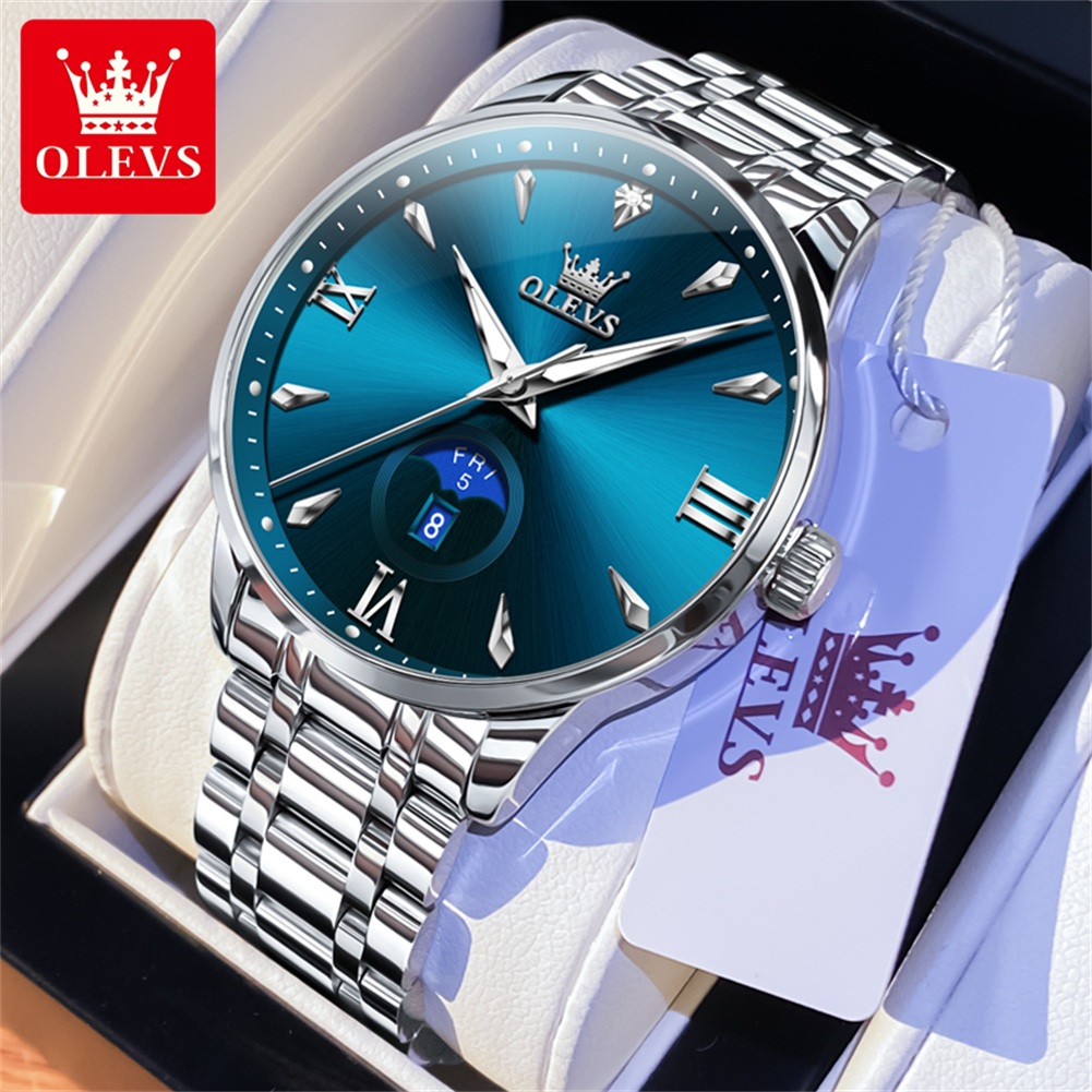 OLEVS Moon Phase men's watches - Luxury Watch Brands ulasan dan harga