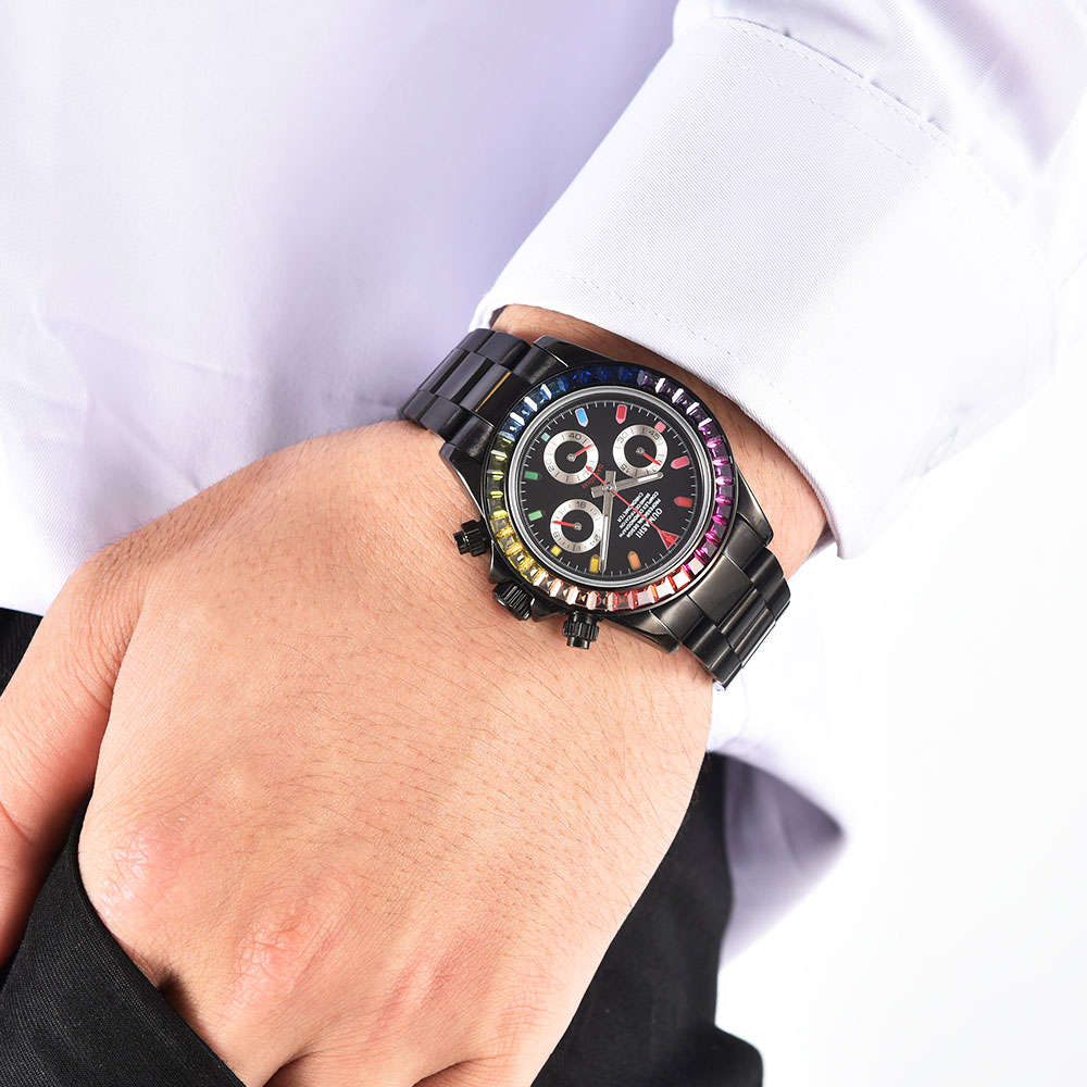Luxurious 39mm Black Men's Wat - Luxury Watch Black ulasan dan harga