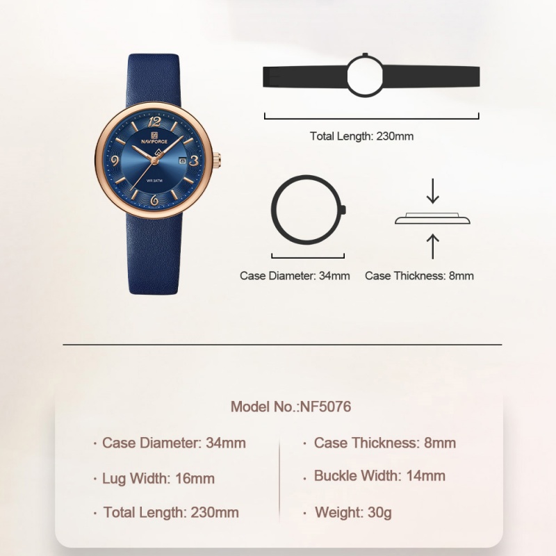 NAVIFORCE New Women Daily Quar - Luxury Watch Black ulasan dan harga