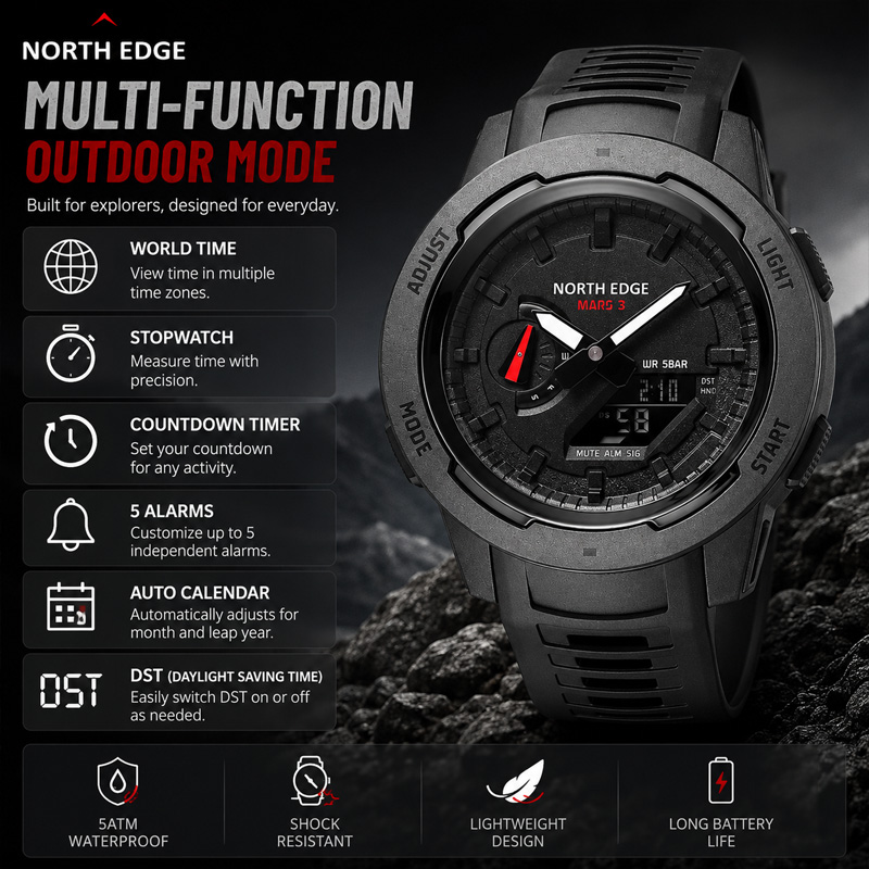 2026 NORTH EDGE Mars 3 Men Dig - Luxury Watch In The World ulasan dan harga