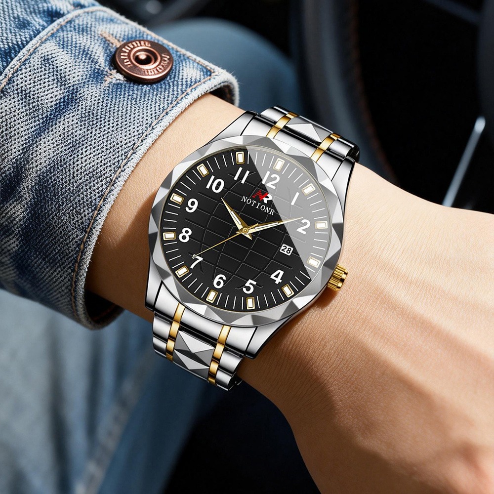 Men Stainless Steel Quartz Wat - Luxury Watch Black ulasan dan harga