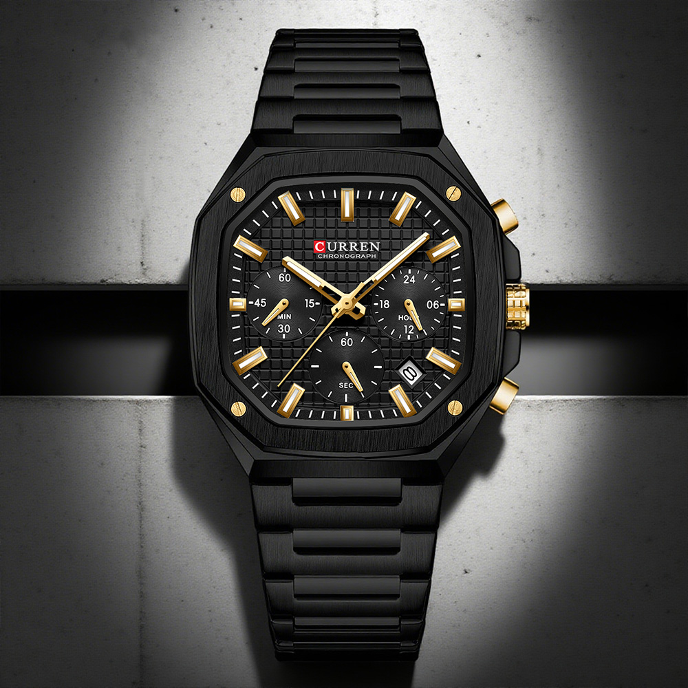 CURREN Luxury Square Chrono Wa - Luxury Watch Black ulasan dan harga