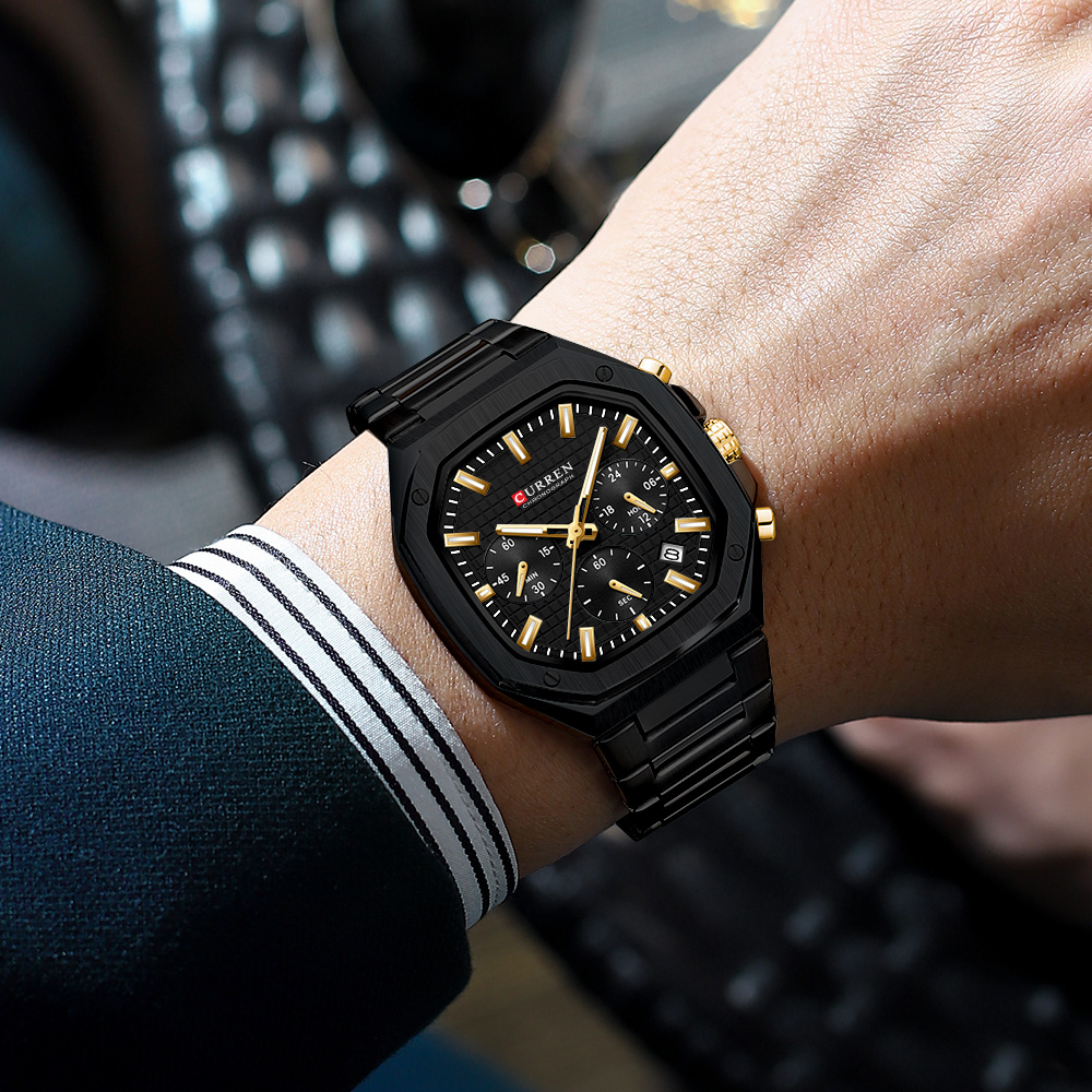 CURREN Luxury Square Chrono Wa - Luxury Watch Black ulasan dan harga