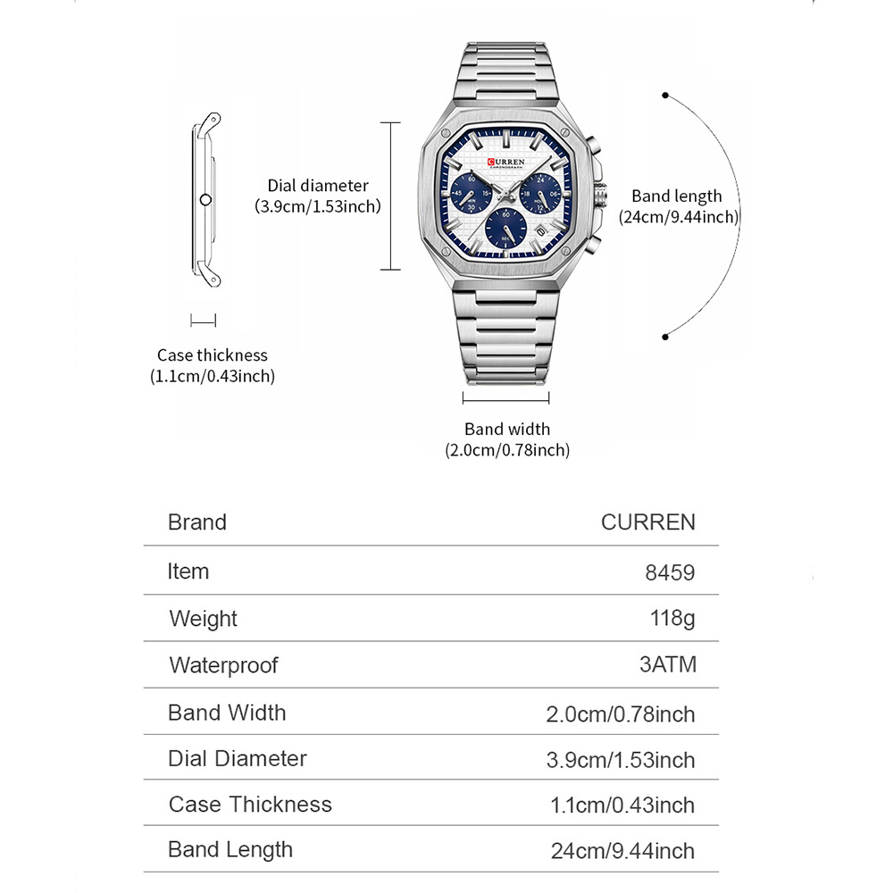 CURREN Luxury Square Chrono Wa - Luxury Watch Black ulasan dan harga