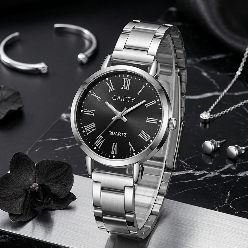4Pcs/Set Unisex Jewelry Watche - Luxury Watch Black ulasan dan harga