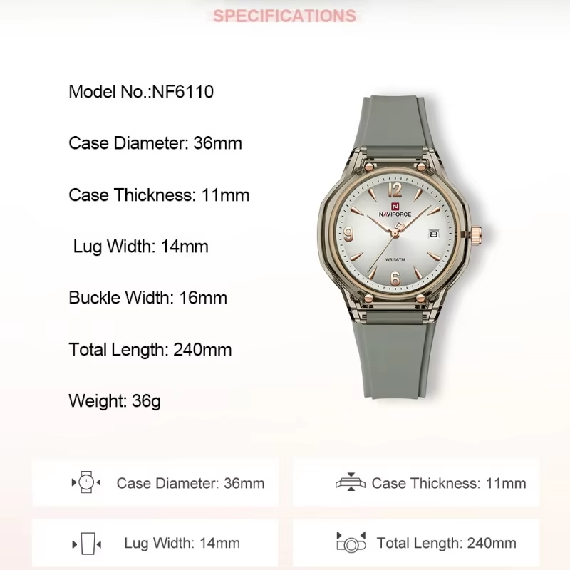 NAVIFORCE Woman Quartz Watch W - Luxury Watch Black ulasan dan harga
