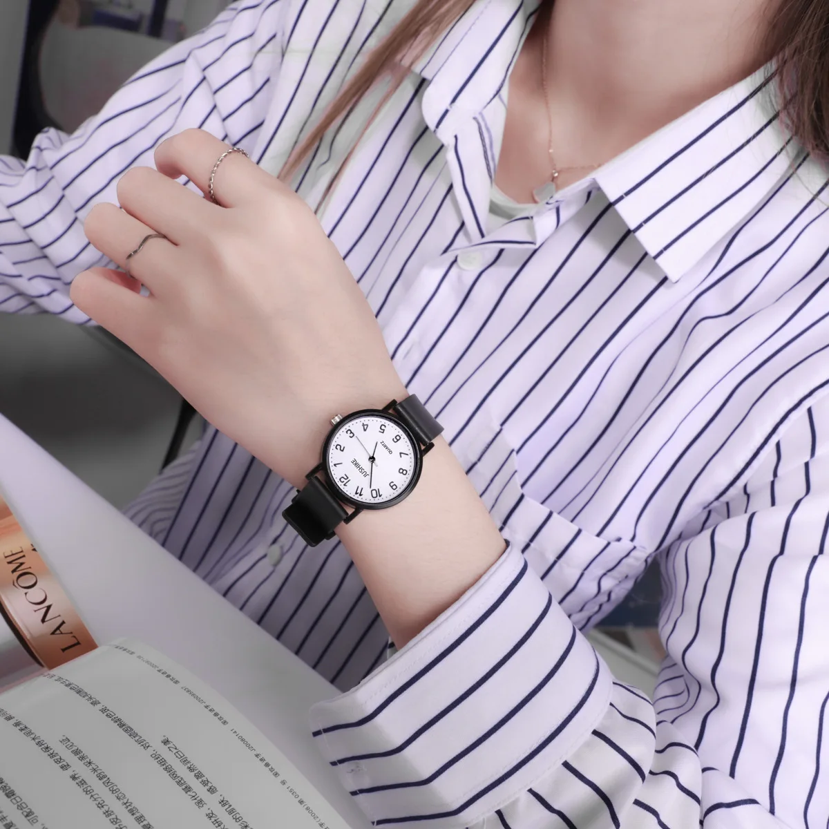 Simple Black Watch Quartz Watc - Luxury Watch Girl ulasan dan harga